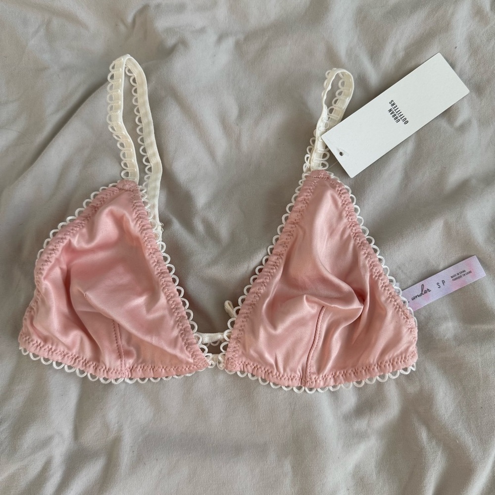 Urban Outfitters Pink Bralette with White Lace